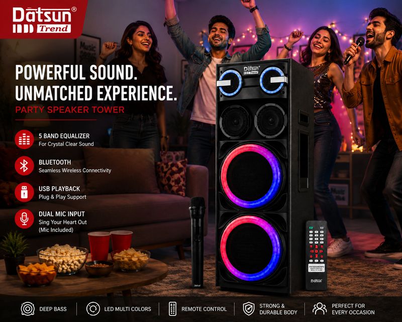 Dotsun ডà¦à¦¸à¦¾à¦¨ Dotsun Trend double 10inch Woofer with wireless mic 380 W বà§à¦²à§à¦à§à¦¥ (à¦à¦¾à¦²à§, সà§à¦à¦¿à¦°à¦¿à¦ à¦à§à¦¯à¦¾à¦¨à§à¦² ) - Image 6