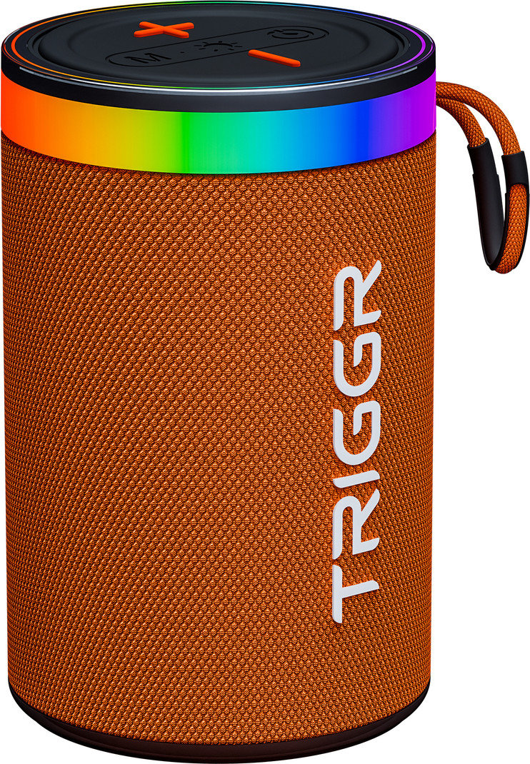TRIGGR Roar 10 with RGB Lights, Fabric Exterior, TWS & FM Mode, 8H Playtime 10 W Bluetooth Speaker (Ember Orange, Mono Channel)