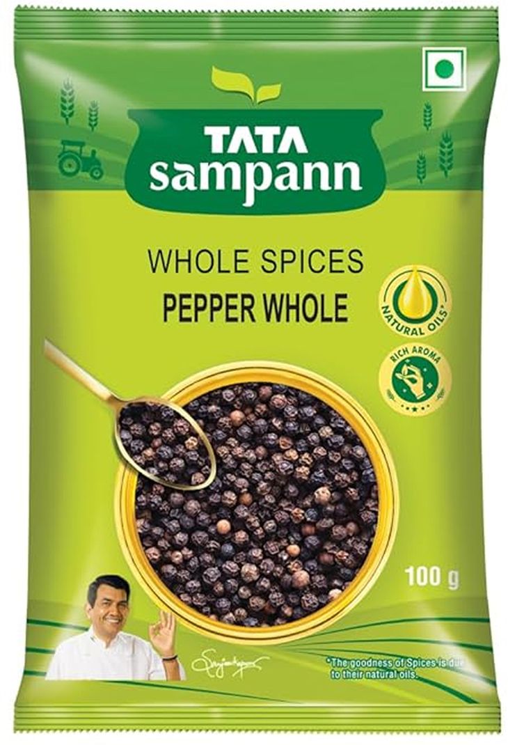 Tata Sampann Black Pepper Whole 100g | Kali Mirch | Rich Aroma & Natural Spice (100 g)