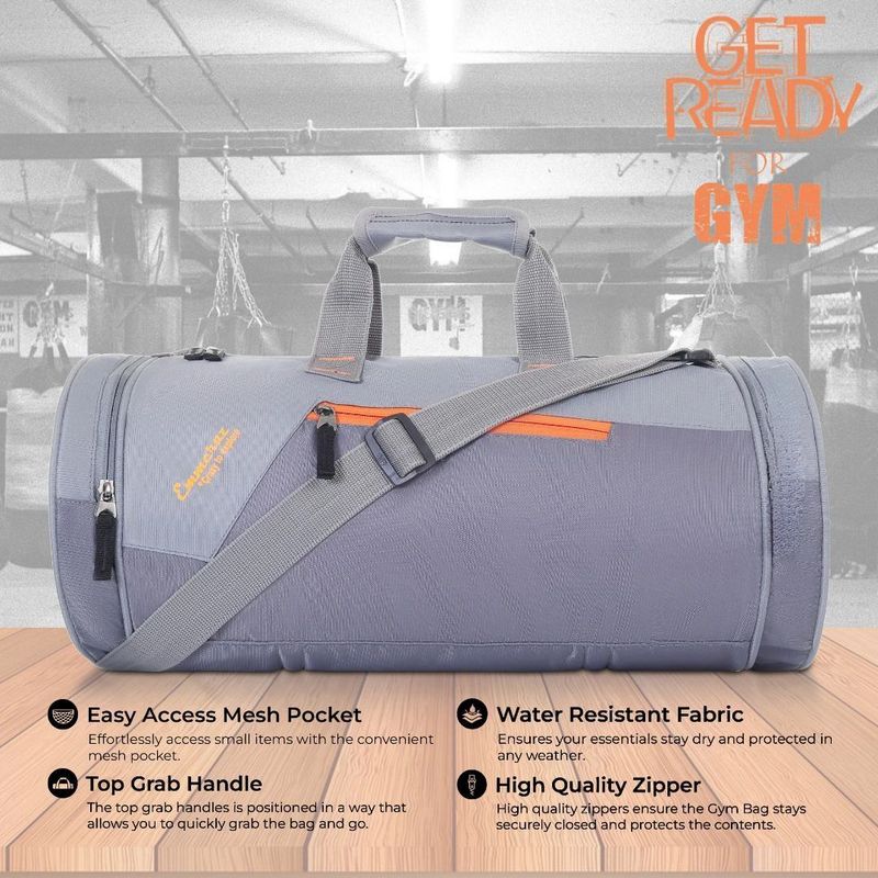 EMMCRAZ Gym Bags for Men & Women | Stunning Gym Bag | Water Resistant | Sports & Gym Bag (Grey, Kit Bag) - Image 4