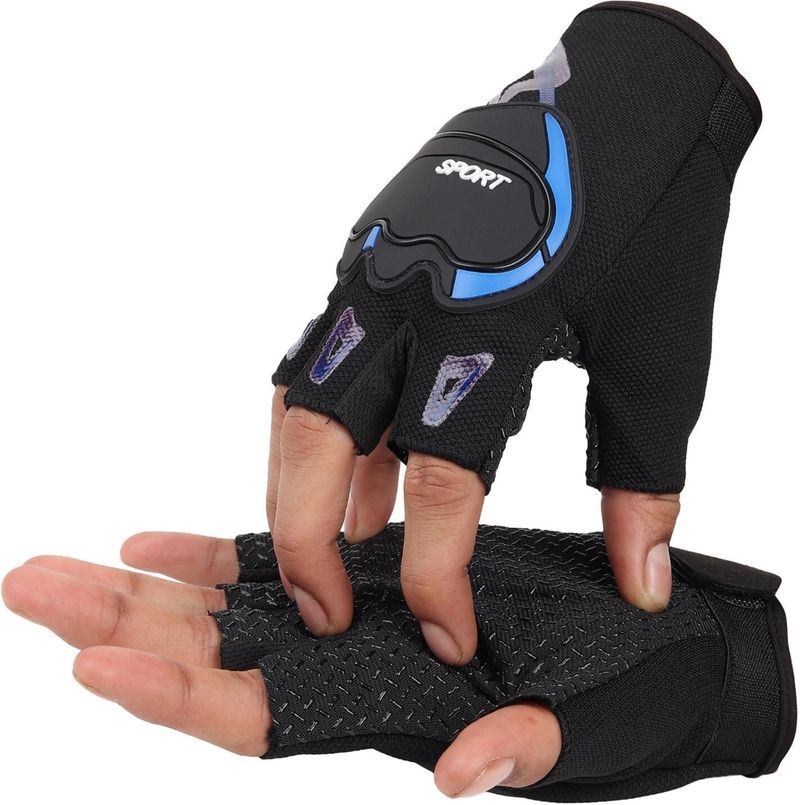 MOCKHE Bike Riding Half Gloves (Blue, Black) - Image 6