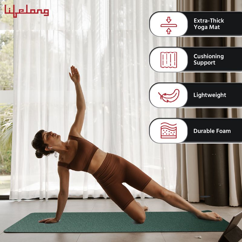 LLYM71 4 mm Green Yoga Mat with Strap - Image 5
