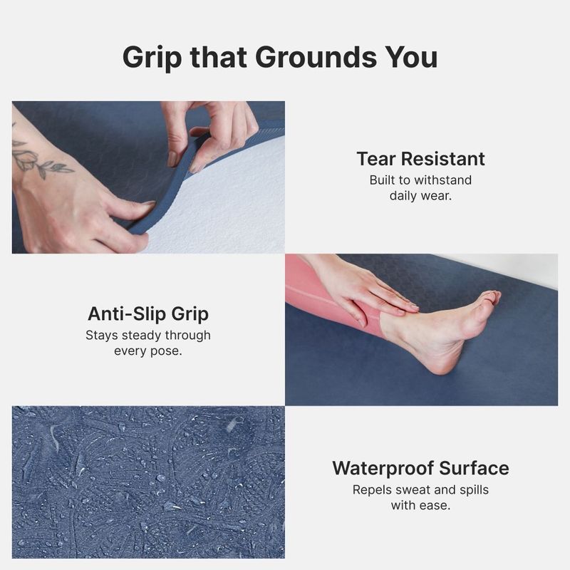 Cult TPE 10mm Yoga Mat with Strap & Bag Blue - Image 5