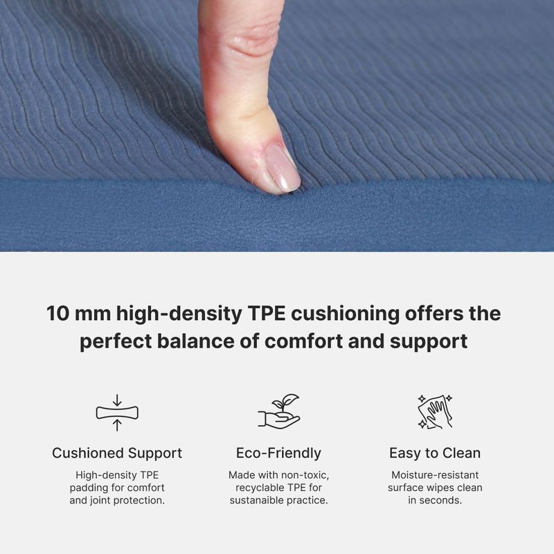 Cult TPE 10mm Yoga Mat with Strap & Bag Blue - Image 6