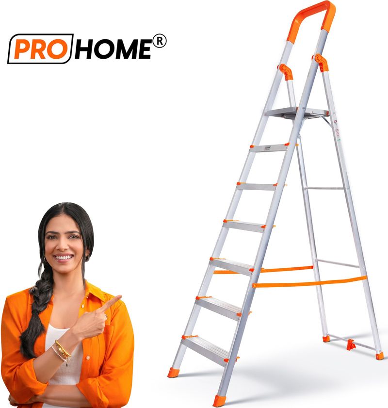 ProHome 7 Steps Ladder with Anti Slip Shoes Aluminium Ladder (With Platform) - Image 2