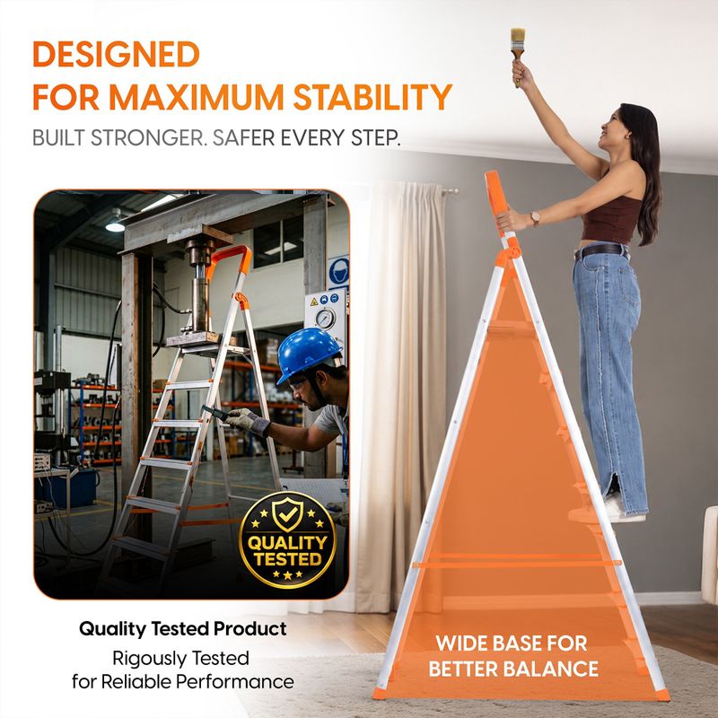 ProHome 7 Steps Ladder with Anti Slip Shoes Aluminium Ladder (With Platform) - Image 4