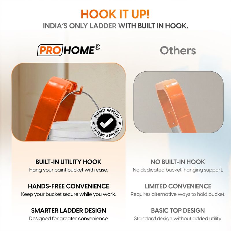 ProHome 7 Steps Ladder with Anti Slip Shoes Aluminium Ladder (With Platform) - Image 6