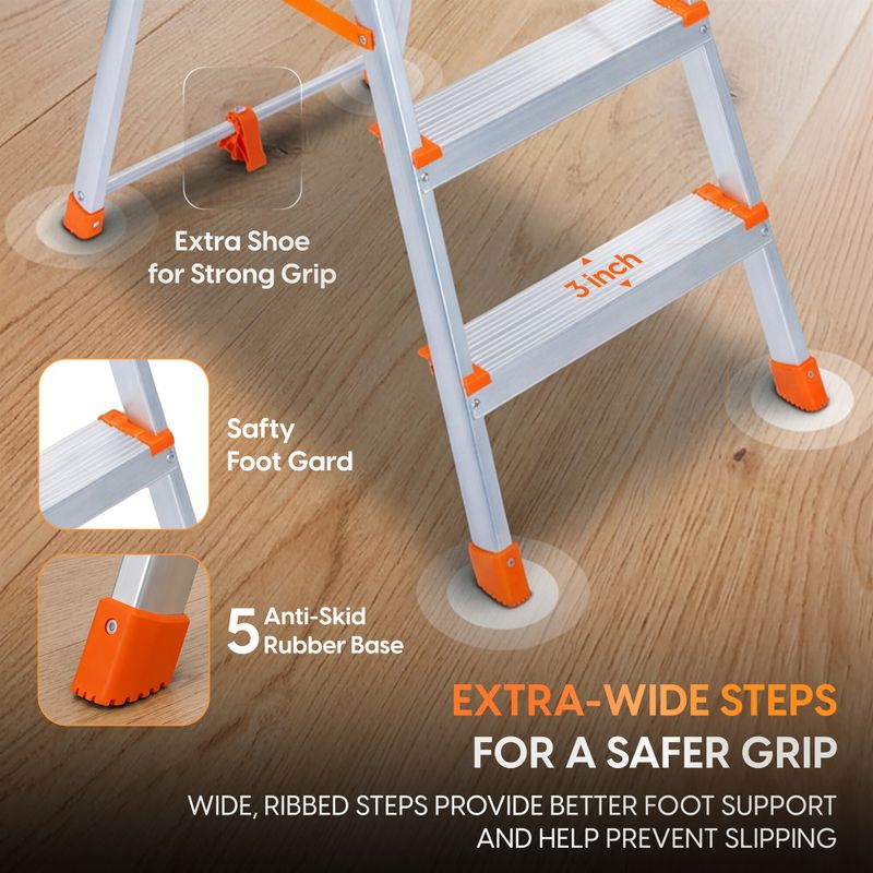 ProHome 6 Step Ladder with Platform, Aluminium - Image 5
