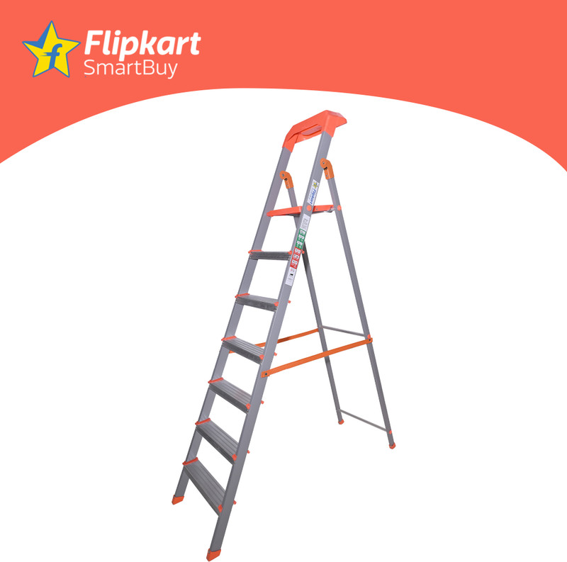 Flipkart SmartBuy 7 Step Toolkit Hybrid Aluminium, Steel Ladder With Platform, Tool Tray