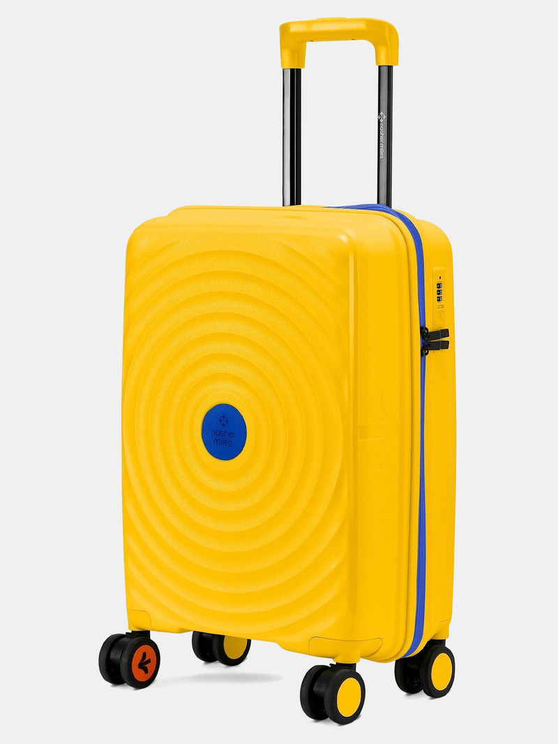 Nasher Miles NASHER MILES Small Cabin Suitcase (55 cm) 8 Wheels - Goa Polypropylene Hard-Sided 20 inch Spinner Trolley Bag for Travel & Business - Yellow, Blue
