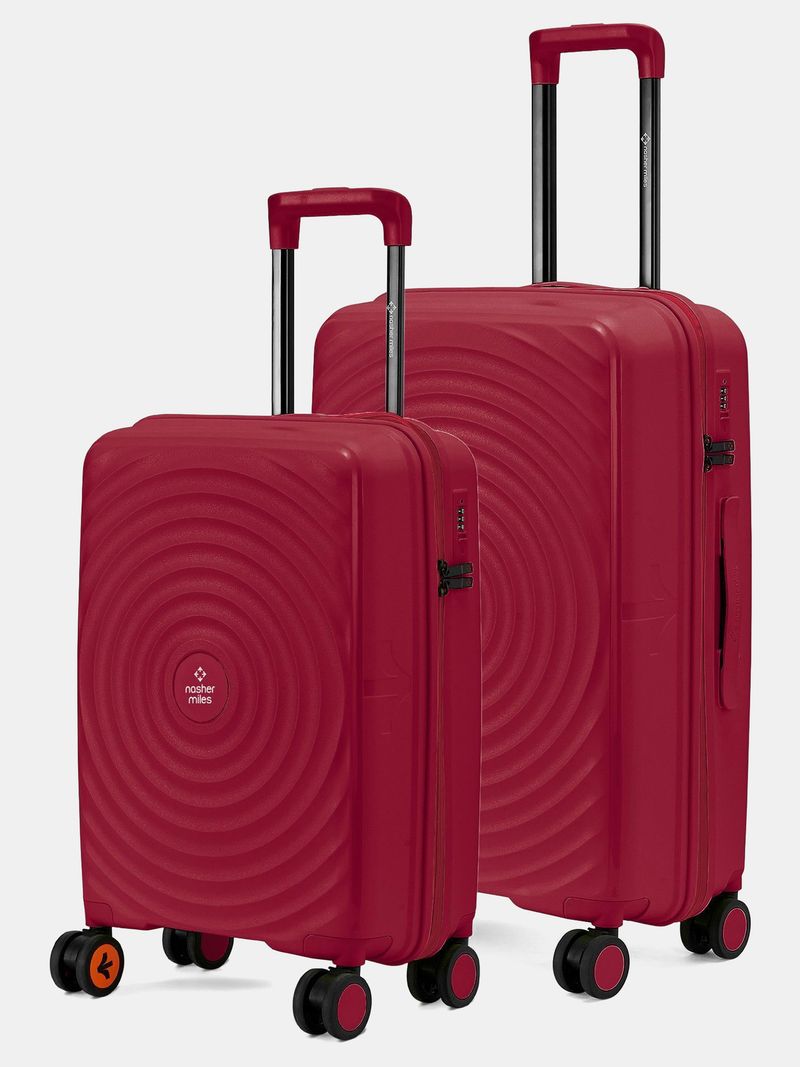 Nasher Miles NASHER MILES Hard Body Set of 2 Luggage 8 Wheels - Goa Polypropylene Hard-Sided Trolley Bags 65 & 75 cm Lightweight Durable - Maroon