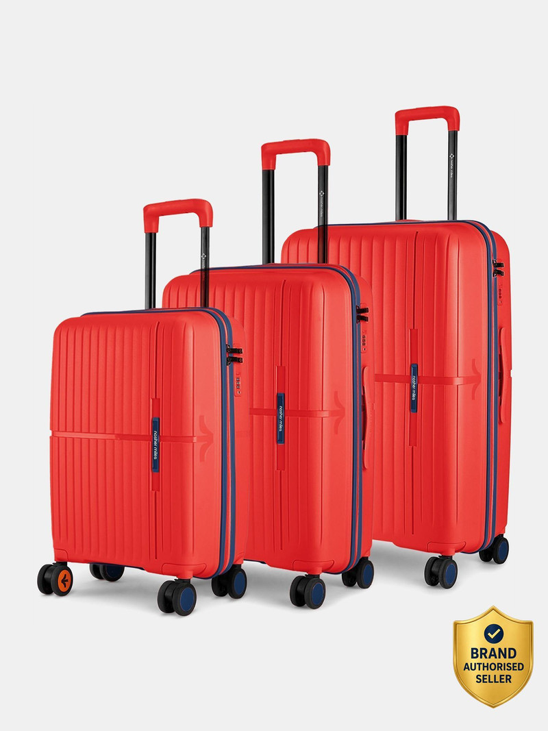Nasher Miles NASHER MILES Springfield Hard-Sided Polypropylene Luggage Set of 3 Trolley Bag for Travel Cabin & Check-in Set 8 Wheels - 28 inch