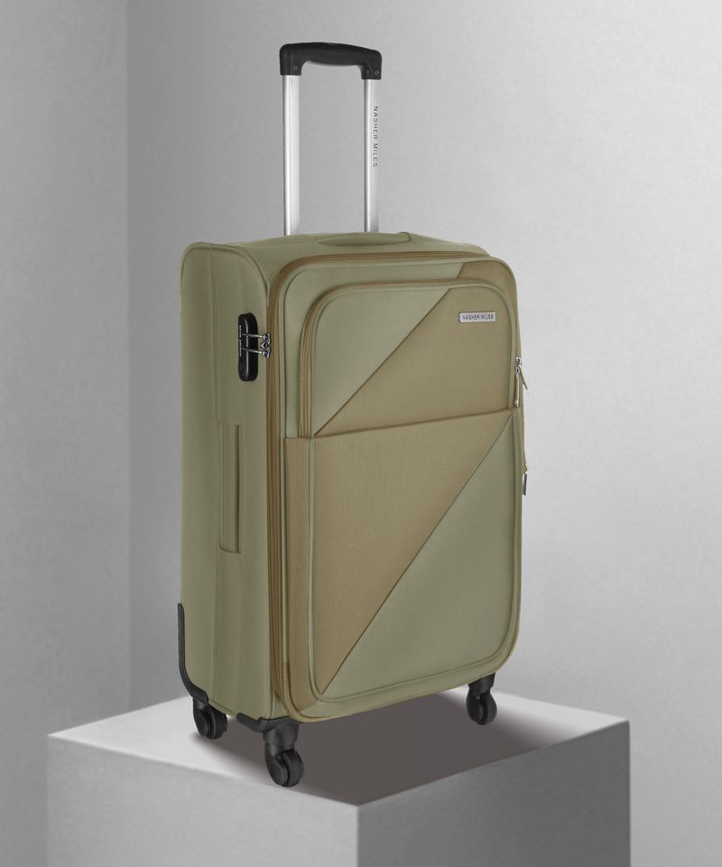 Nasher Miles NASHER MILES Small Cabin Suitcase (55 cm) 4 Wheels - Texas soft-sided Polyester Cabin Luggage Olive Green 20 inch |51cm Trolley bag - Green
