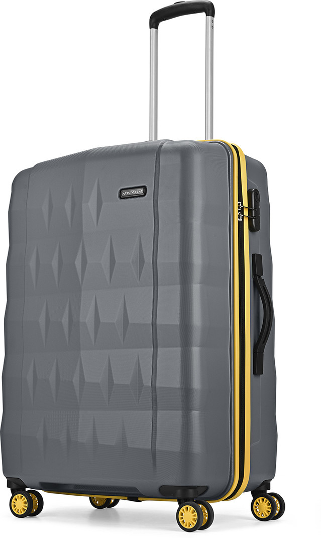 aristocrat comet check in trolley bag 66cm medium hard luggage 8 wheel suitcase grey 8 wheels 26 inch