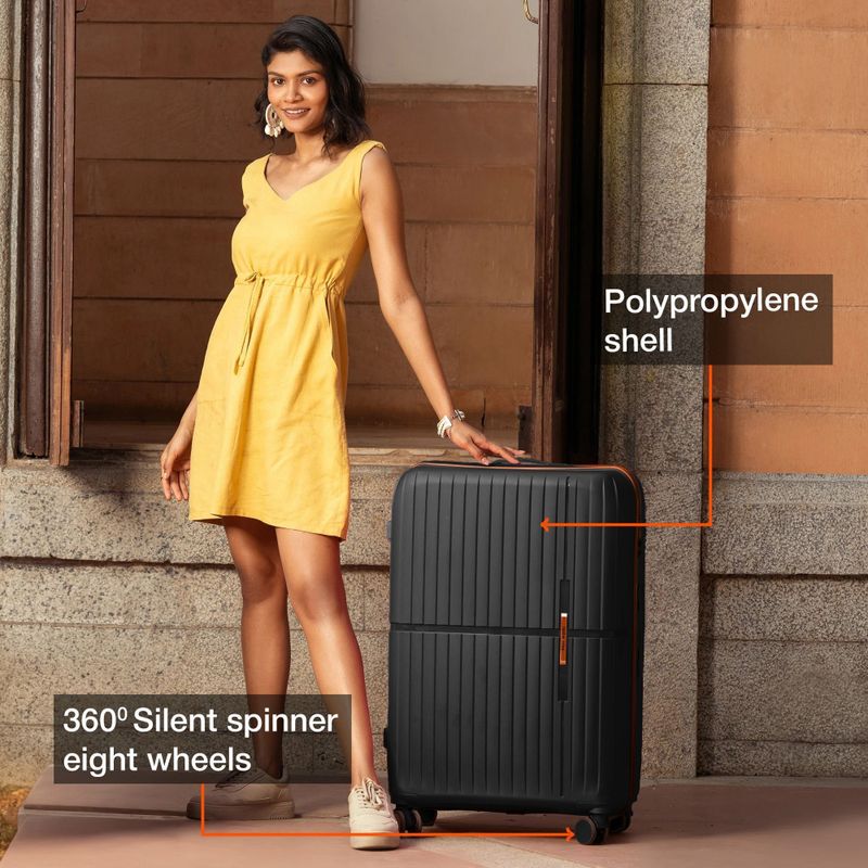 NASHER MILES 3-Piece 8-Wheel Polypropylene Luggage Set - Black - Image 4
