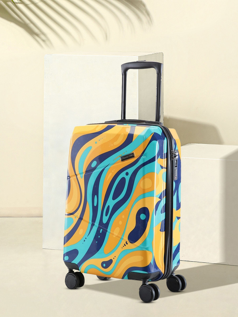 Nasher Miles NASHER MILES Small Cabin Suitcase (55 cm) 8 Wheels - Manali Polycarbonate Cabin Printed Trolley Bag - Orange