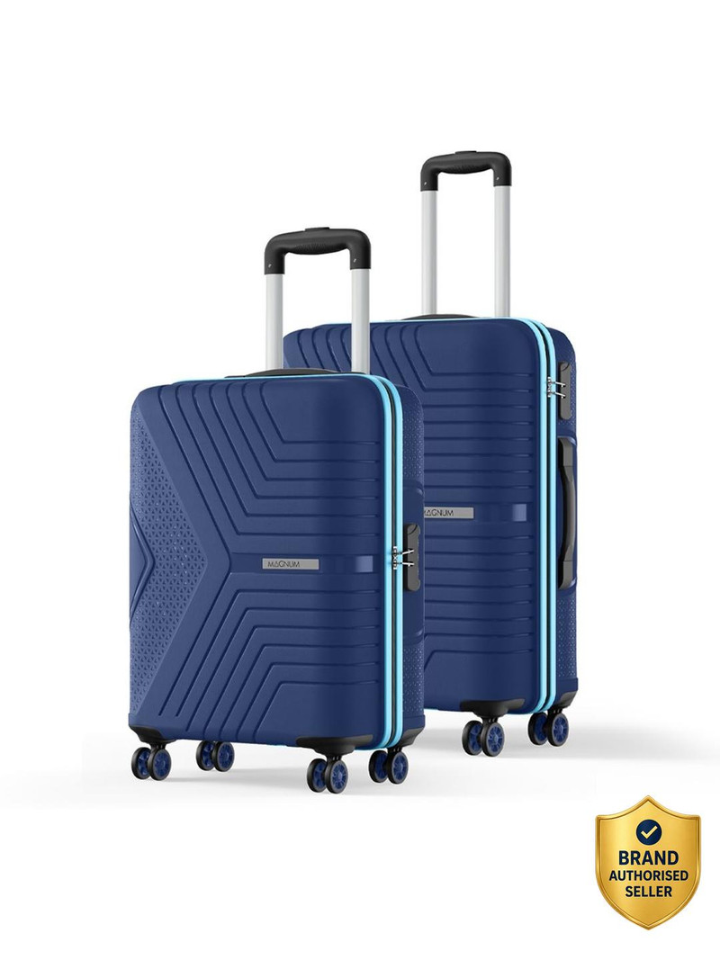 Safari Hard Body Set of 2 Luggage 4 Wheels - Magnum Zeno (Small 55cm | Medium 66cm) 4W - Blue