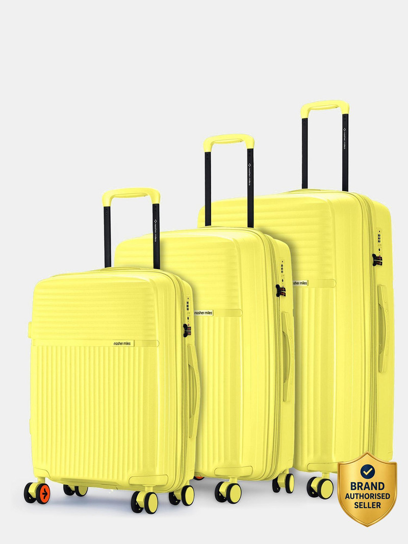 Nasher Miles NASHER MILES Krabi Expander Hardside Polypropylene Yellow Trolley Bag(55,65&75cm) Expandable Cabin & Check-in Set 8 Wheels - 28 inch