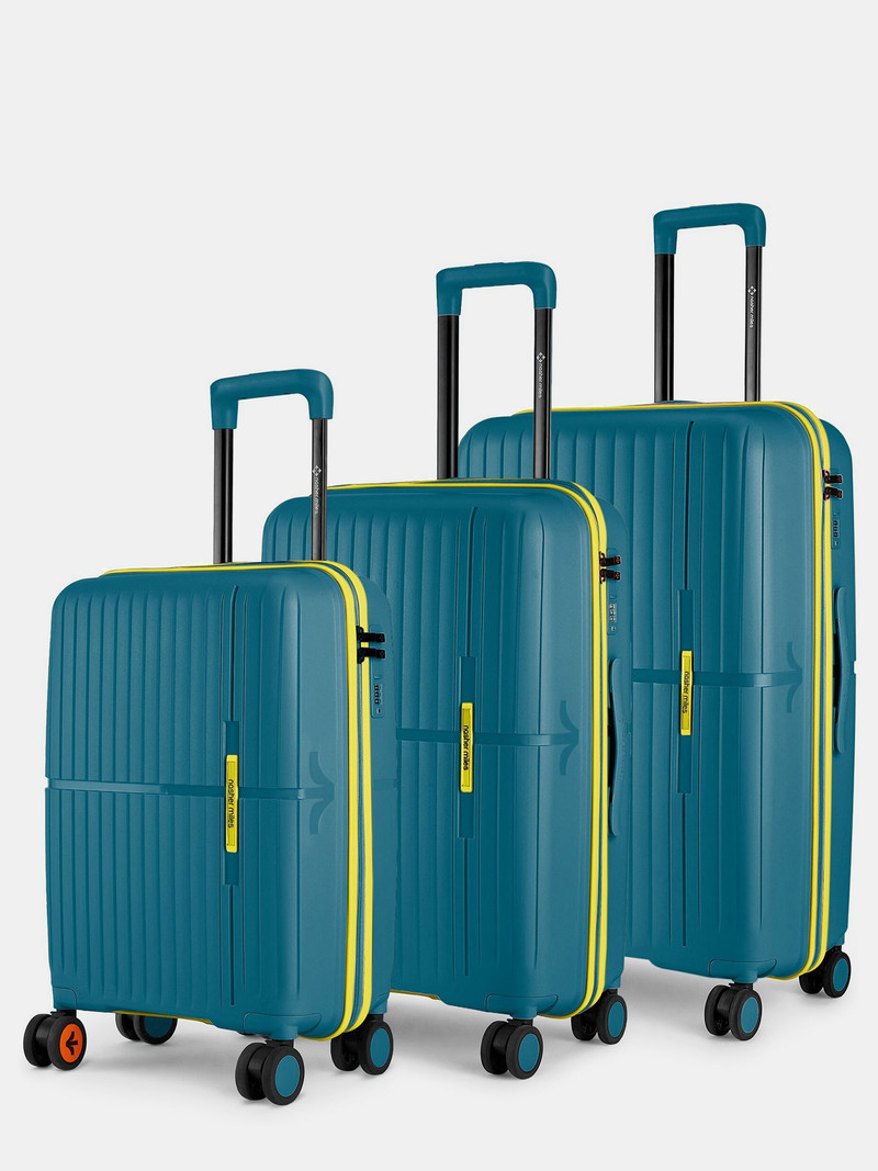 Nasher Miles NASHER MILES Hard Body Set of 3 Luggage 8 Wheels - Springfield HardSide Polypropylene 3 Navy Blue TrolleyBag(55, 65 & 75 cm) - Teal