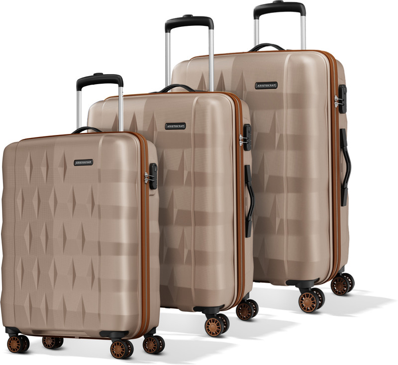 Aristocrat Comet Set Of 3 Trolley Bag | S+m+l | Hard Luggage With Combination Lock Cabin & Check-in Set 8 Wheels - 30 Inch