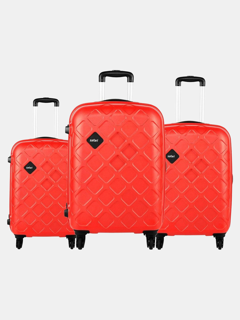 Safari SAFARI Hard Body Set of 3 Luggage 4 Wheels - Mosaic Set of 3 (Small 55cm | Medium 66cm | Large 77cm) 4W - Red