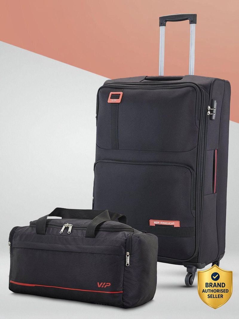 VIP VIP Domina Durable Polyester Soft sided Cabin size trolley with 45L duffle Expandable Check-in Suitcase 4 Wheels - 27 Inch