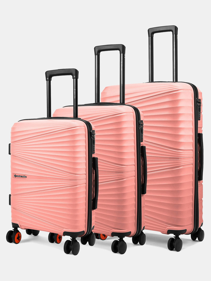 Nasher Miles NASHER MILES Hard Body Set of 3 Luggage 8 Wheels - Mumbai Hard-Sided Polypropylene Shell 55, 65 & 75cm Trolley Bags for Travel - Beige