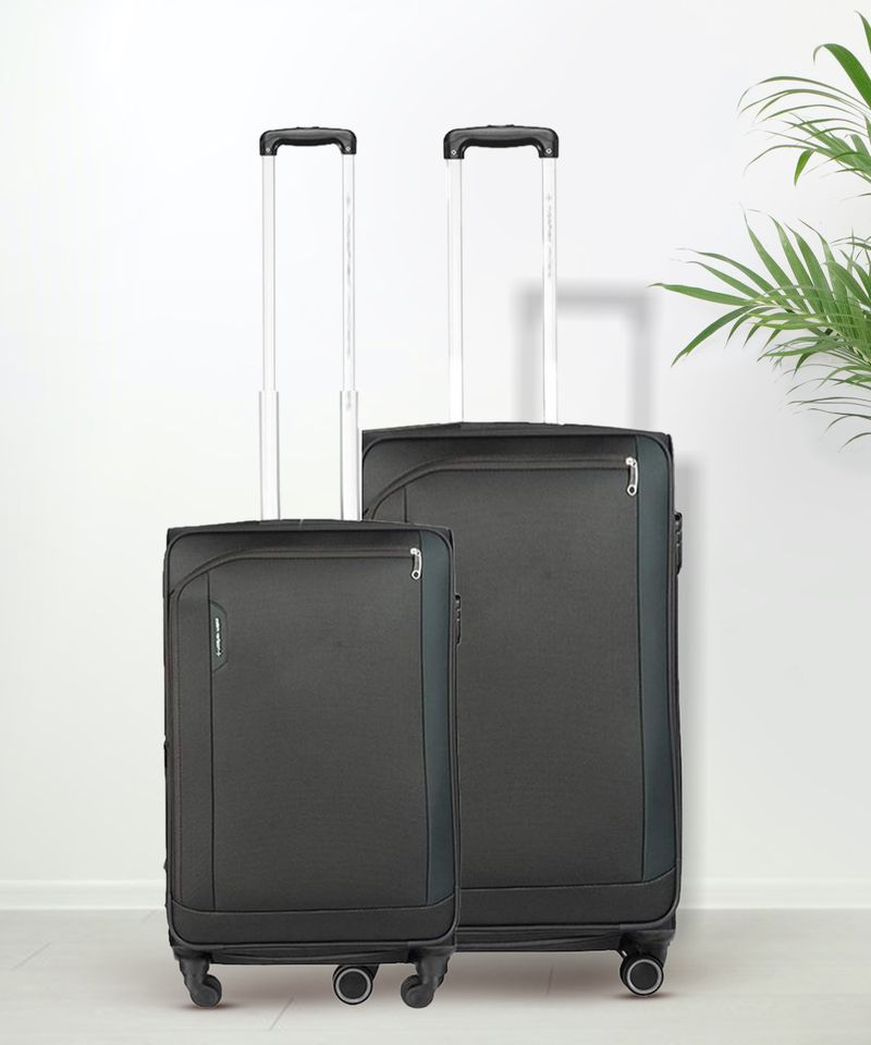 Nasher Miles NASHER MILES Soft Body Set of 2 Luggage 4 Wheels - Dallas Expander Soft-Sided Polyester Luggage Set of 2 Grey (55 & 65 cm) - Grey