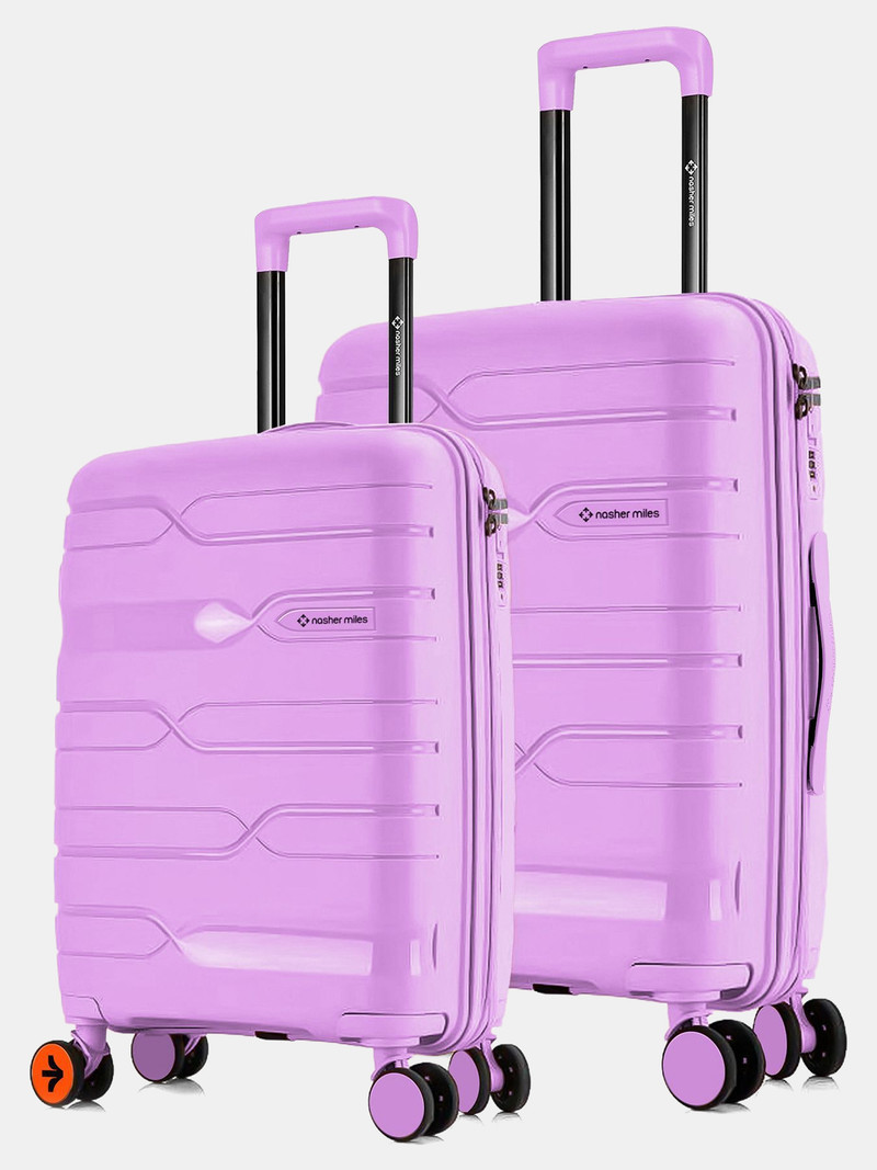 Nasher Miles NASHER MILES Hard Body Set of 2 Luggage 8 Wheels - Paris Polypropylene Hard-Sided Trolley Bags 55 & 65 cm for Travel & Business - Purple
