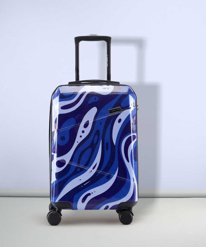 Nasher Miles NASHER MILES Small Cabin Suitcase (55 cm) 8 Wheels - Manali Polycarbonate Cabin Printed Trolley Bag - Blue