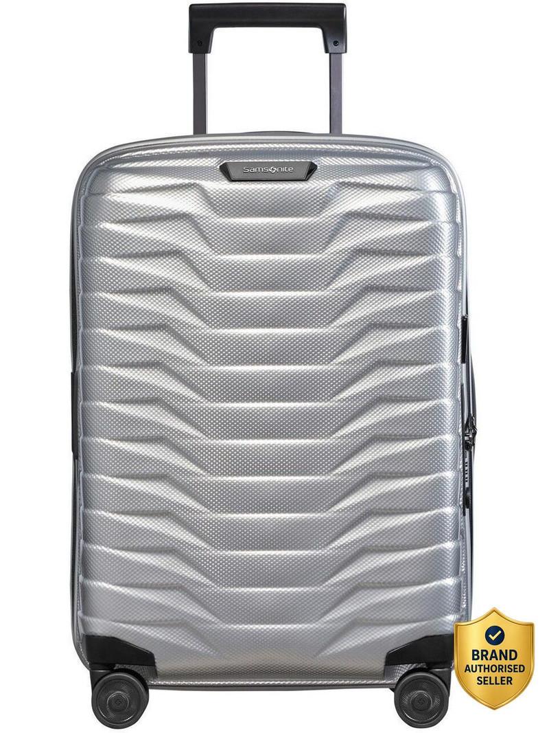 Samsonite SAMSONITE Proxis Polypropylene 55 cms Silver Hardsided Cabin Luggage Expandable Cabin & Check-in Set 8 Wheels - 22 Inch