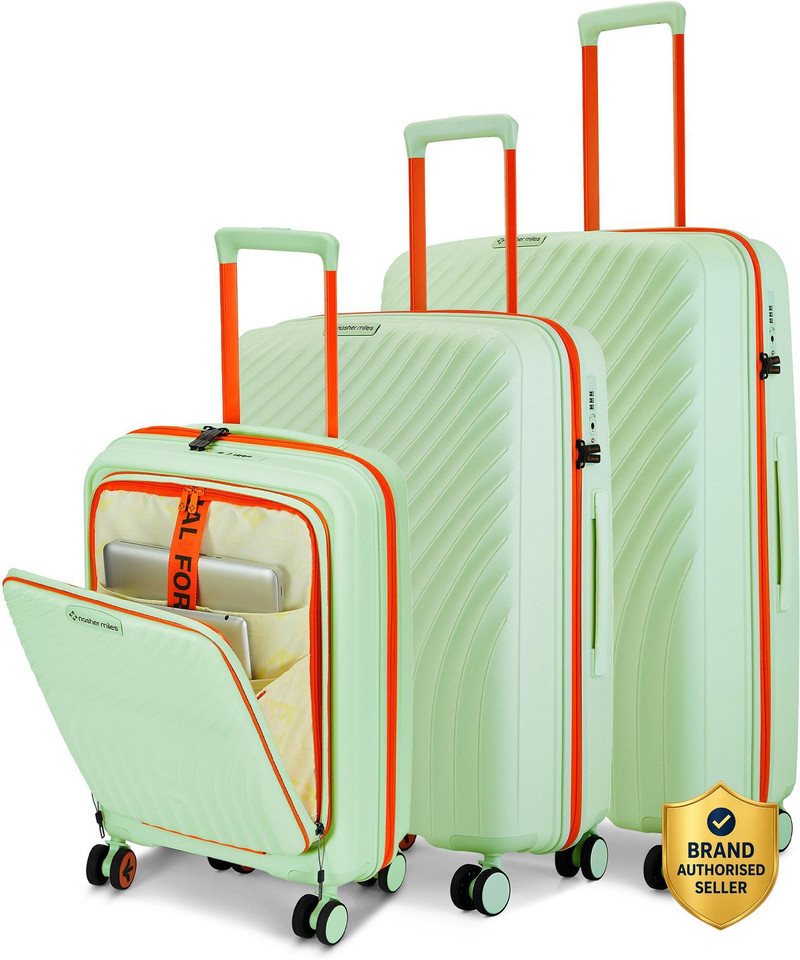 Nasher Miles NASHER MILES Capri TSA Lock Hardside Polypropylene Luggage Set of 3 Trolley Bag for Travel Cabin & Check-in Set 8 Wheels - 28 inch