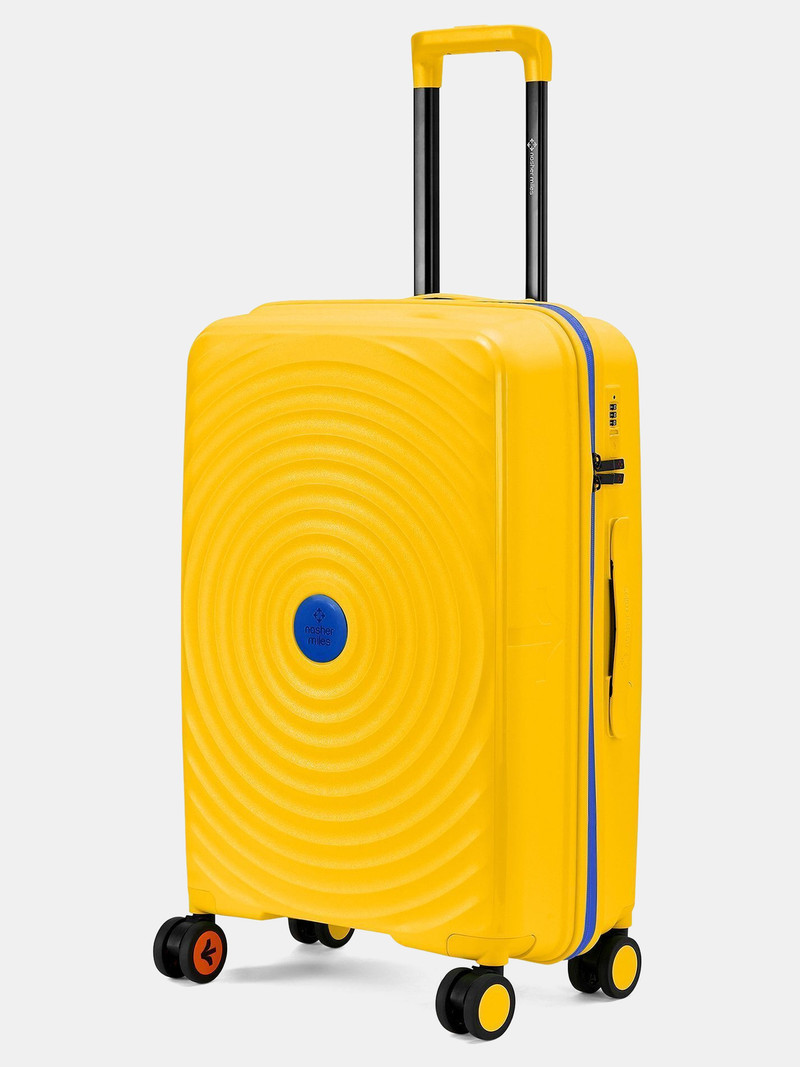 Nasher Miles NASHER MILES Medium Check-in Suitcase (65 cm) 8 Wheels - Goa Polypropylene Hard-Sided 24 inch Spinner Trolley Bag for Travel & Business - Yellow, Blue