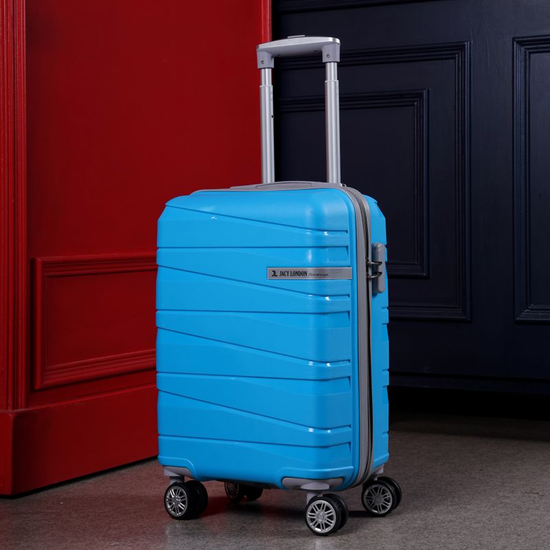 JACY LONDON Small Cabin Suitcase 8 Wheels Blue 55 cm - Image 2