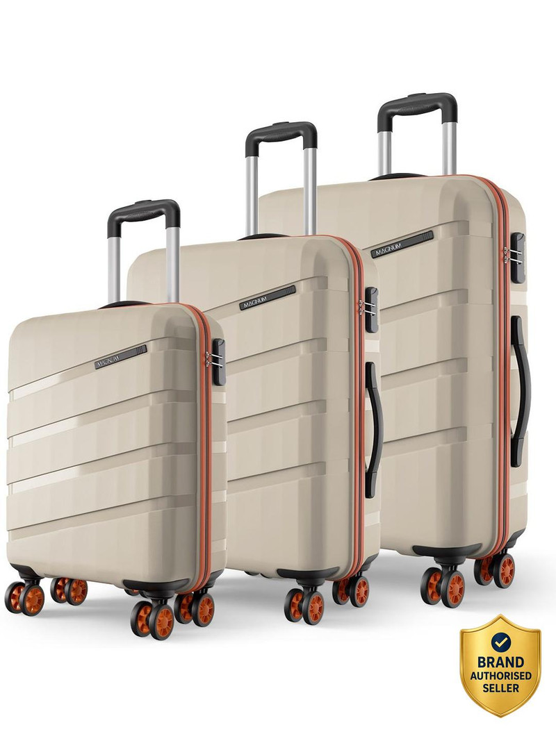 Hard Body Set of 3 Luggage 8 Wheels - Evolix 55/66/75 4W Luxury Beige - Beige