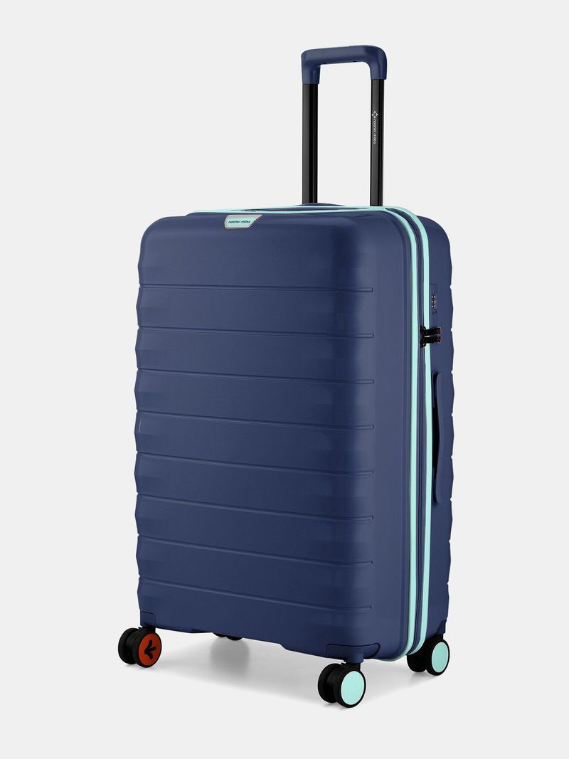Nasher Miles NASHER MILES Medium Check-in Suitcase (65 cm) 8 Wheels - Salzburg Hard-Sided Polypropylene Check-in Luggage 24inch Trolley Bag for Travel - Multicolor, Blue