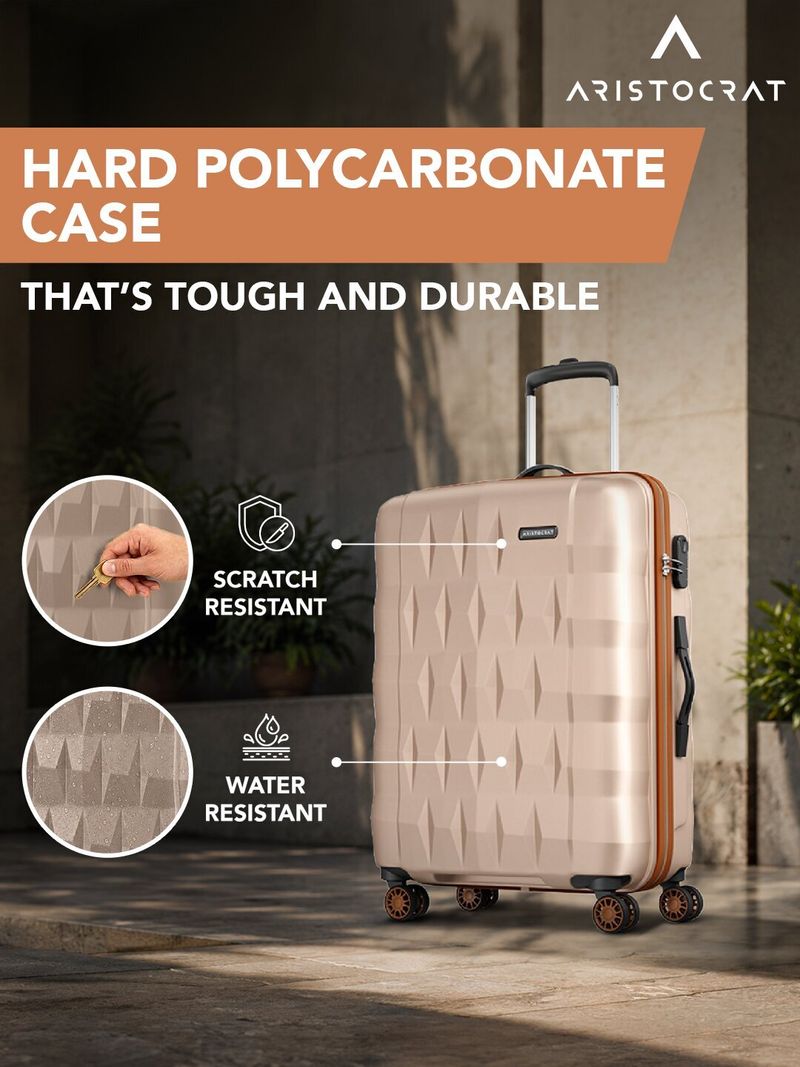 ARISTOCRAT Hard Body 3 Luggage Set 8 Wheels Beige - Image 5