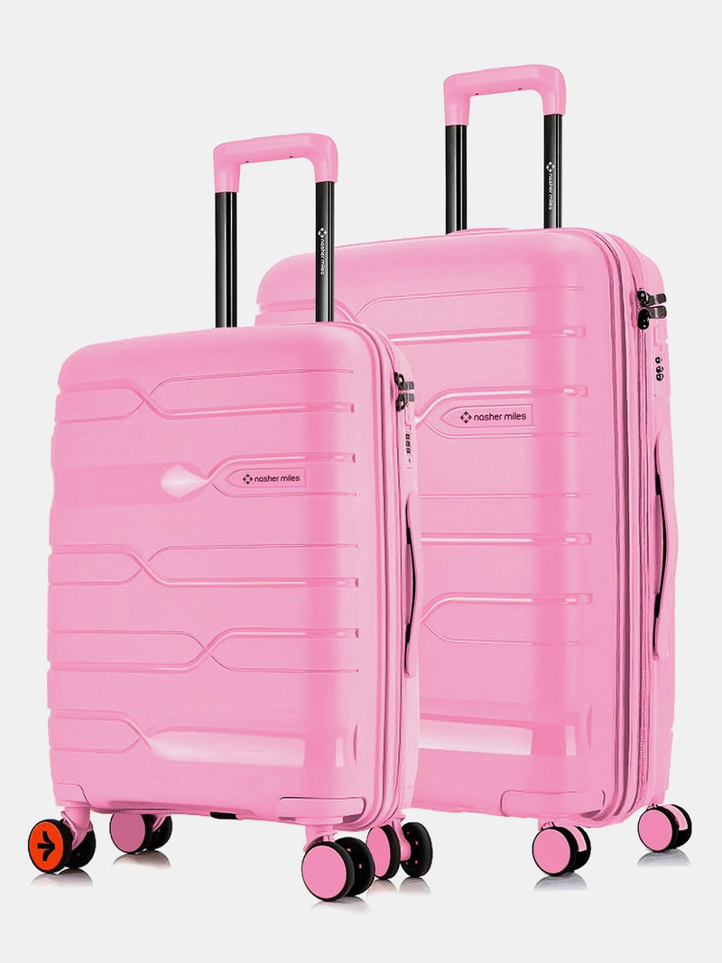Nasher Miles NASHER MILES Hard Body Set of 2 Luggage 8 Wheels - Paris Polypropylene Hard-Sided Trolley Bags 65 & 75 cm for Travel & Business - Pink