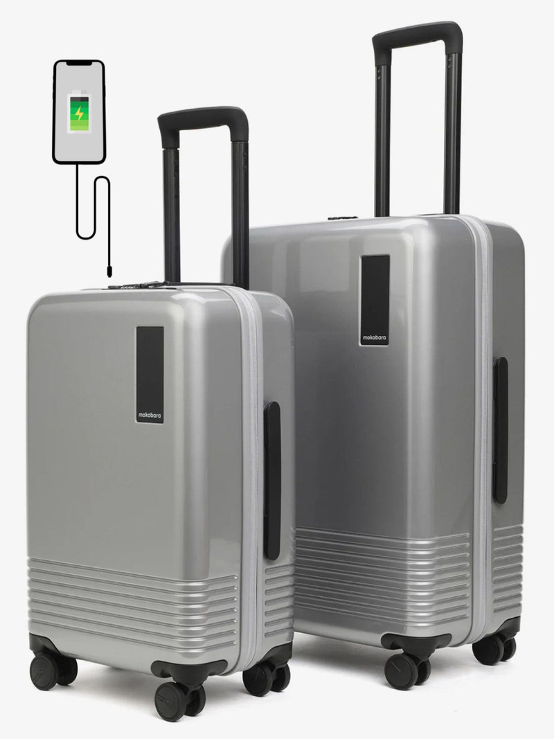 Mokobara Mokobara Hard Body Set of 2 Luggage 8 Wheels - The Set of 2 Luggage (Small 57.8cm | Medium 68.5) - Silver