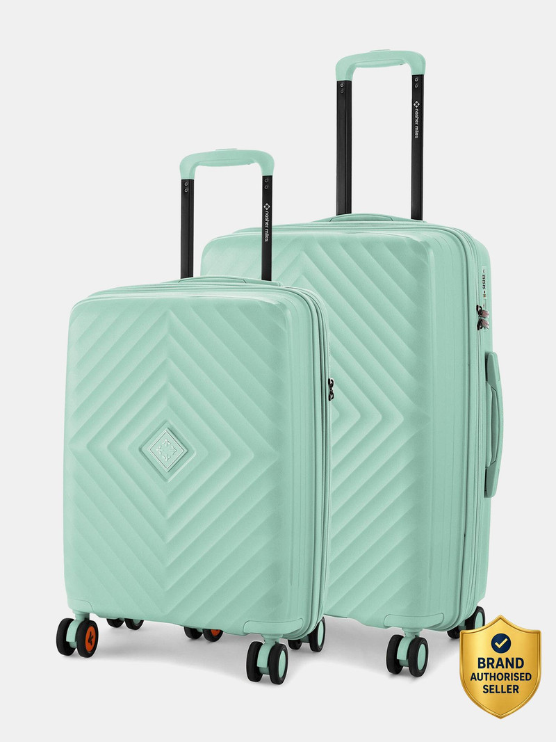 Nasher Miles NASHER MILES Antwerp Expander Hardside Polypropylene Pastel Green Trolley Bag(55&65Cm) Expandable Cabin & Check-in Set 8 Wheels - 24 inch