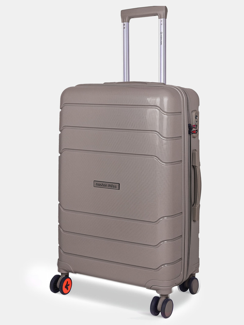 Nasher Miles NASHER MILES Medium Check-in Suitcase (65 cm) 8 Wheels - Lisbon Polypropylene 24inch Hard-Sided Spinner Trolley Bag for Travel & Business - Khaki