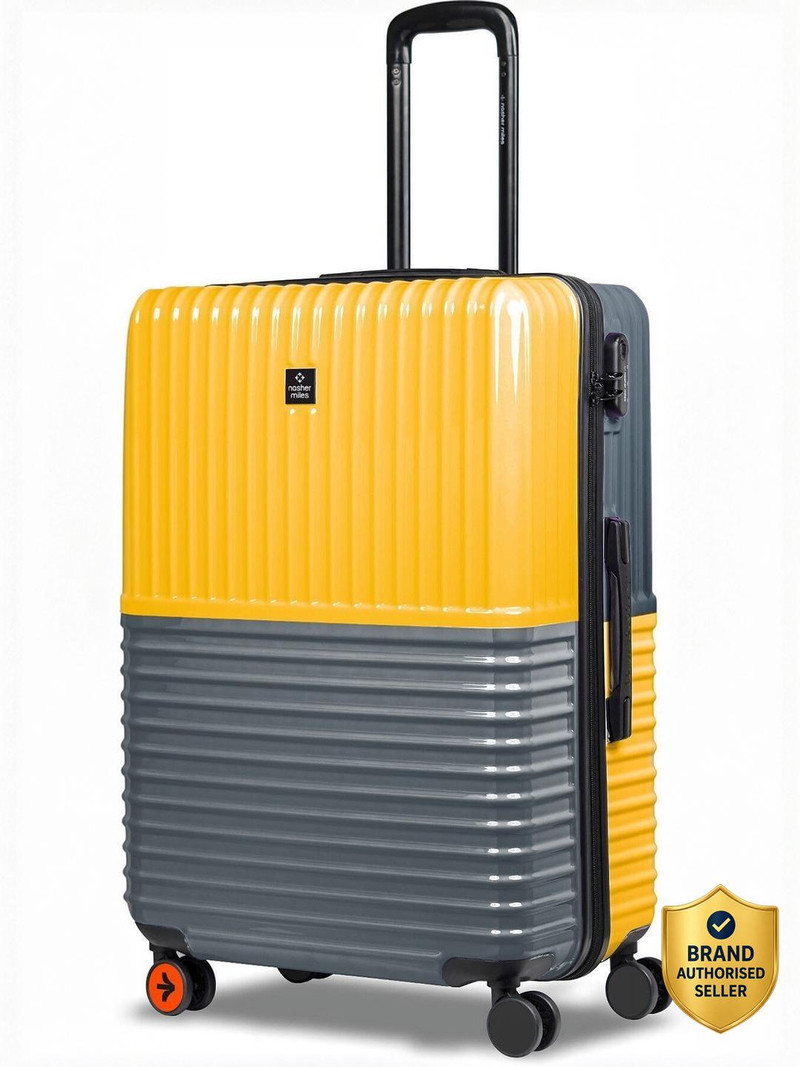 Nasher Miles NASHER MILES Medium Check-in Suitcase (65 cm) 8 Wheels - Istanbul Hard-sided ABS and PC Check-In Luggage Yellow and Grey 24 inch Trolley bag