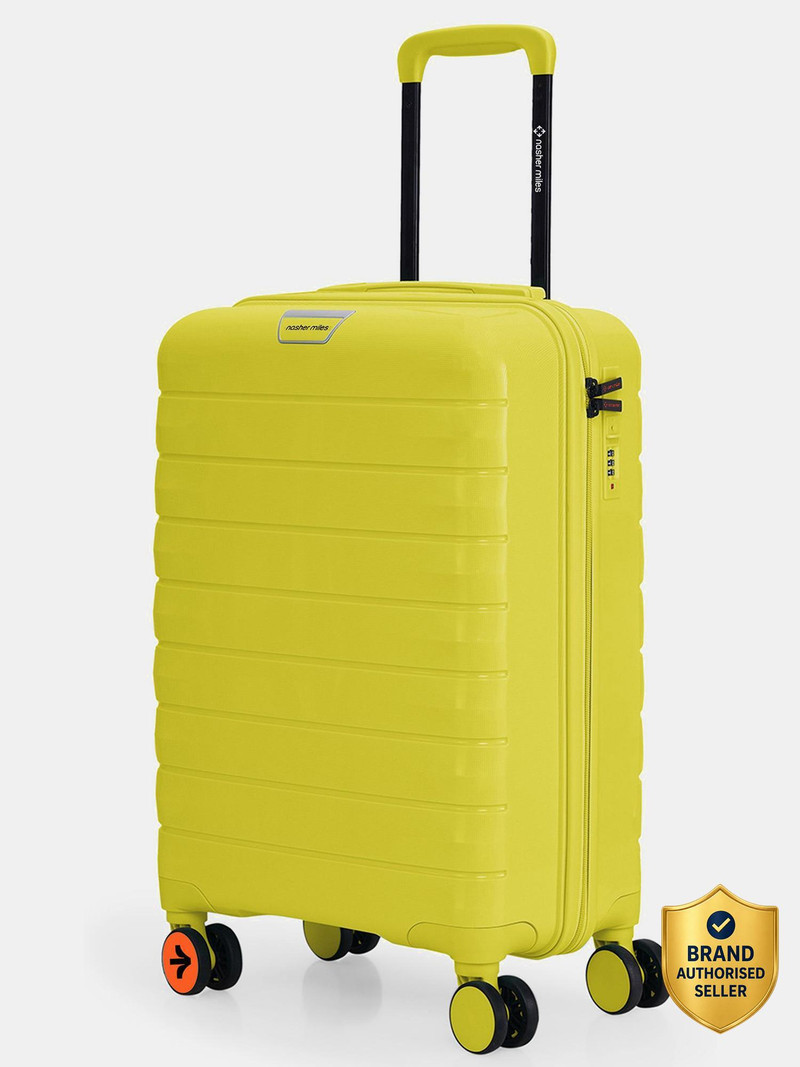 Nasher Miles NASHER MILES Small Cabin Suitcase (55 cm) 8 Wheels - Hard-Sided Polypropylene Cabin Luggage Mustard Yellow 55cm Trolley Bag