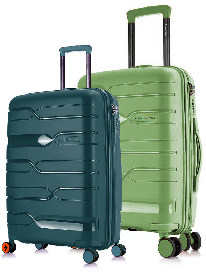 Nasher Miles NASHER MILES Paris Hard-Side Polypropylene Multicolor Trolley Bag | Suitcase (55 & 65cm) Cabin & Check-in Set 8 Wheels - 24 inch