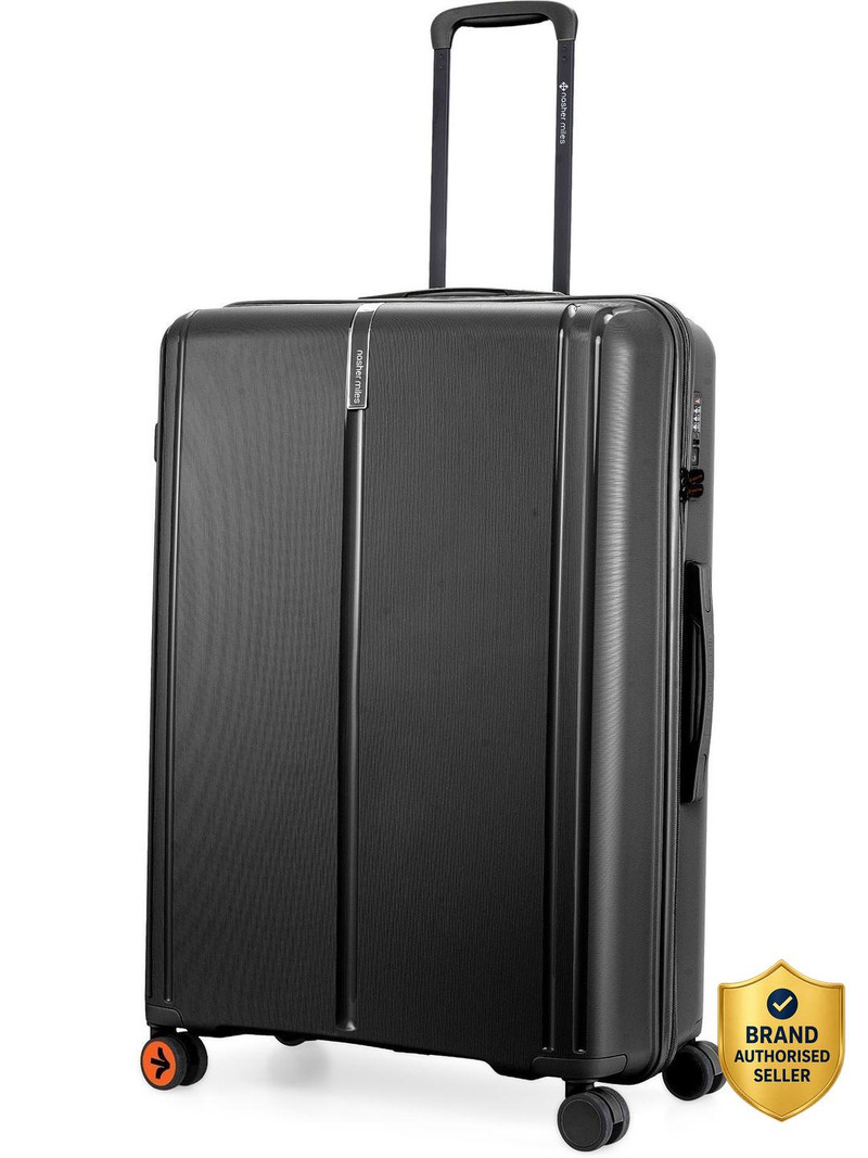 Nasher Miles NASHER MILES The Line HardSide Polypropylene Check-in Luggage Black 75cm Trolley Bag Check-in Suitcase 8 Wheels - 28 inch