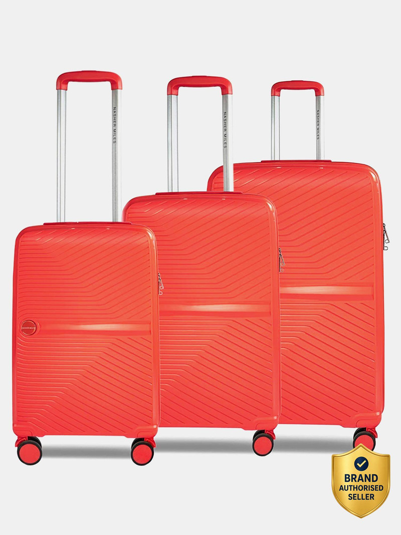 Nasher Miles NASHER MILES Hard-sided Polypropylene Luggage Set of 3 Red Trolley Bags (55, 65 & 75 Cm) Check-in Suitcase 8 Wheels - 28 inch