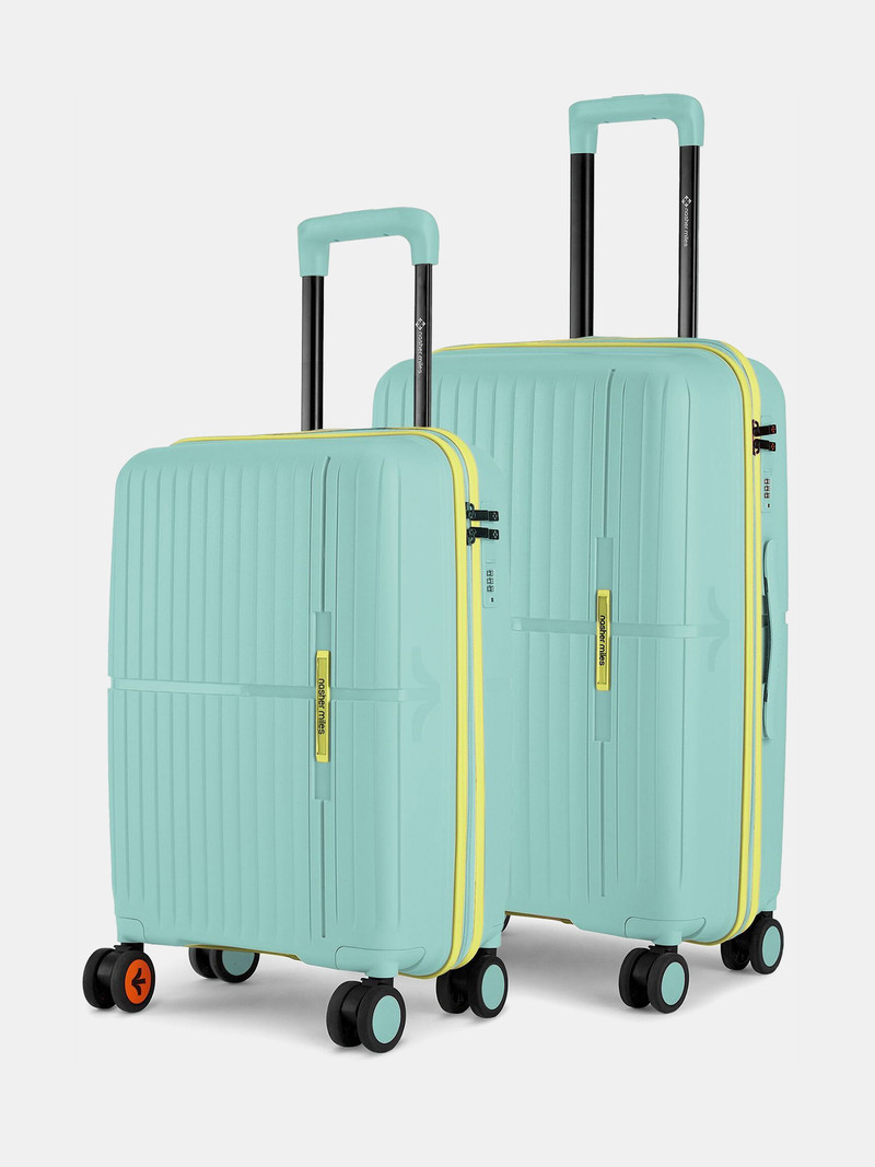 Nasher Miles NASHER MILES Hard Body Set of 2 Luggage 8 Wheels - HardSide Polypropylene Set of 2 Cool Mint Trolley Bag(55&65cm) - Blue