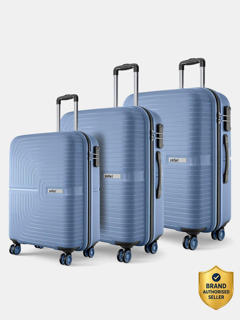 SAFARI Hard Body Set of 3 Luggage 8 Wheels - ECLIPSENEO 3 (Small 55cm | Medium 66cm | Large 75cm) - Blue