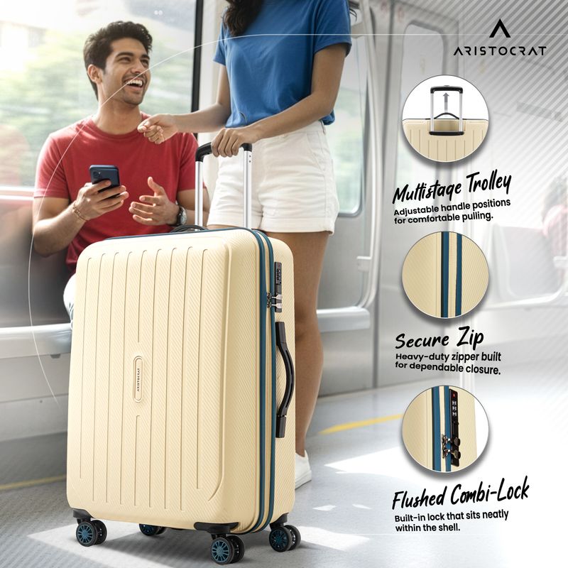 ARISTOCRAT Photon Max 65cm Gold Suitcase 4 Wheels - Image 6