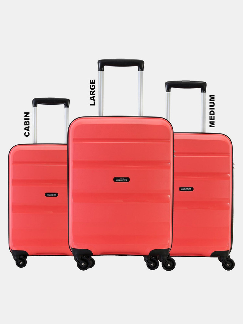 American Tourister AMERICAN TOURISTER Hard Body Set of 3 Luggage 4 Wheels - AMT BRANDON SP of 3 (Small 55cm|Medium 66cm| Large 75cm) BR.CORAL - Red